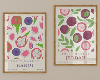 Hanoi, Jeddah Poster, Fruit Market Print, Kitchen Art, Colorful Art Print, Fruit Poster, Botanical Wall Art, Kitchen Decor, DIGITAL DOWNLOAD