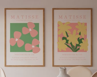 Matisse Blomsterutställningsaffischer: Minimalistisk galleriväggkonst (digital nedladdning)