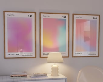 Angel Numbers Print: Gradient Aura Art, Spiritual Home Decor (Digital Download)