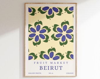 Beirut Fruit Market Art Print: Botanical Kitchen Decor (Digital Download)