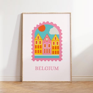 Belgien Stempel Print: Kinderzimmer Reisekunst (Digitaler Download)