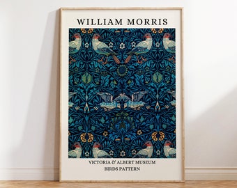William Morris Birds Botanical Print: Art Nouveau Exhibition Poster (Digital Download)