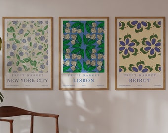 Póster del Mercado de Frutas: Impresión artística de Nueva York, Lisboa y Beirut (Descarga digital)