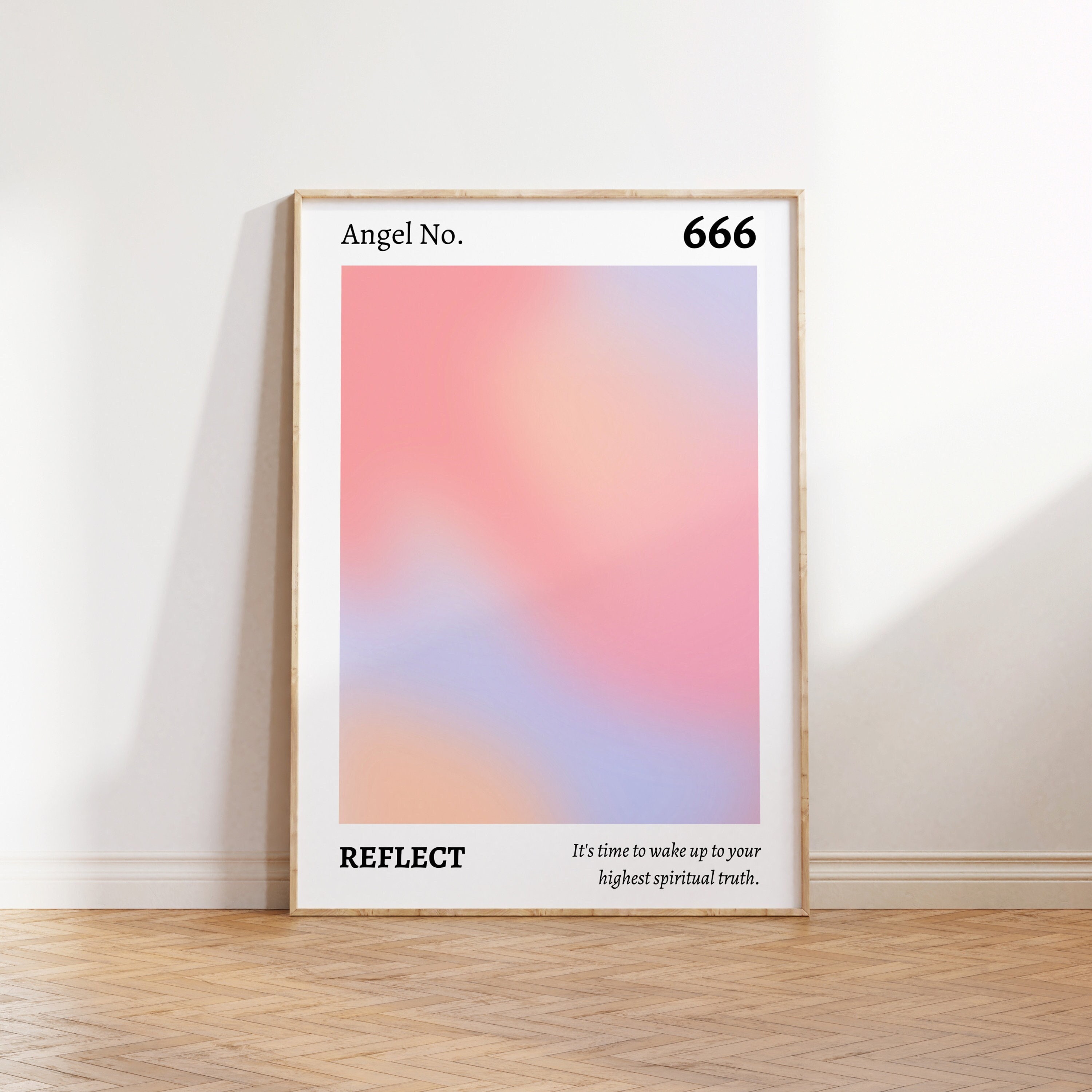 666 Angel Number Print: Gradient Aura Wall Art (Digital Download)