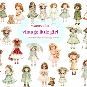 Vintage kleines Mädchen Png Clipart Bundle, digitale Designs, Vintage Boy Sublimation, kommerzielle Nutzung, Bilder für Scrapbooking, digitaler Planer