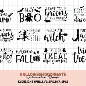 Fall Doormat SVG Bundle Welcome, Halloween Doormat Svg Bundle, Halloween Door Mat Digital Download, Halloween Welcome Sign Svg