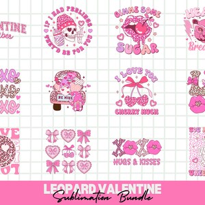 Leopard Valentine PNG-sublimatiebundel, luipaardhart, heel veel liefde, be mine, Love Is All You Need, XOXO, Valentijnsdag-sublimatie