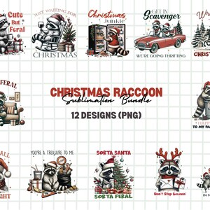 Lot sublimation Noël raton laveur, Dessins rigolos de raton laveur, Lot d'oeuvres d'art sur le raton laveur, Dessins idiots de raton laveur, Lot humoristique sur le raton laveur