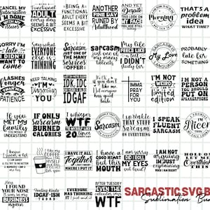 50 Sarcastic SVG Bundle, Funny SVG bundle, Sarcasm SVG bundle, Sassy Svg quotes shirts, Funny mom gift, Funny mom Png, Silhouette, Cricut