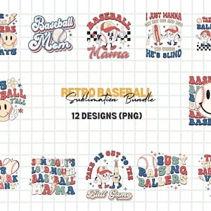 Lot de baseball rétro au format png, lot de sublimation de baseball rétro, conception de chemise de maman de baseball, baseball png, conception de sublimation, sport le jour du match png thumbnail