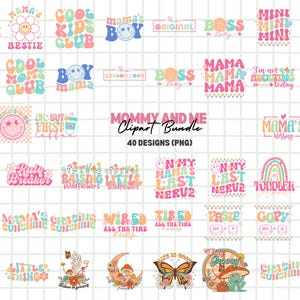Paquete de diseño SVG de mamá y yo, mamá svg, mamá yo png, mamá png, mamá y yo png, archivo SVG mini de mamá, mamá divertida svg, silueta del día de la madre Cricut