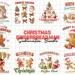 Kerst Gingerbread Man-bundel png, kerstclipart, feestelijke koekjesafbeeldingen, vakantieprintables, digitale download