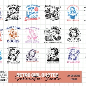 Retro Girl Quotes PNG Sublimation Bundle, Trendy Vintage Retro Funny Design for Graphic Tees, Retro Girl Quotes Png, Funny Retro Sassy Png
