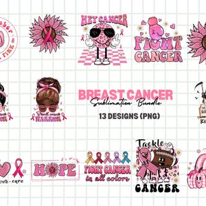 Bundle sublimation cancer du sein, cancer du sein SVG Bundle, cancer SVG, conception de t-shirt cancer, cancer ruban Svg, chemise cancer du sein