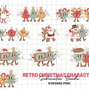 Retro Weihnachtscharakter PNG Bundle, Groovy Weihnachten svg, Weihnachten svg,Weihnachtscliparts, Retro Weihnachten svg, Clipart Bundle, Weihnachten png