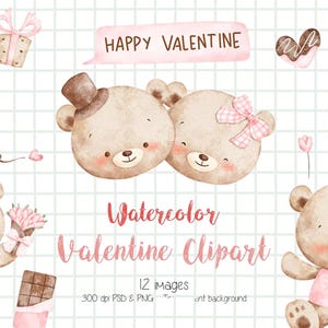 Clipart de aquarela de dia dos namorados, clipart de casal de aquarela, amor romântico, coração, feliz dia dos namorados, fofura PNG, adesivos digitais