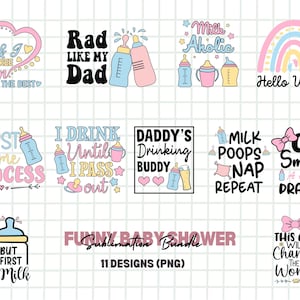 Lustiges Baby Shower SVG Bundle, lustiges Baby Sprüche svg, Baby Neugeborenes svg, Baby Shirt svg, Retro Zitate svg, Sublimationsdesign, circa