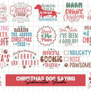 Grappige kerst hond zeggen SVG bundel, Merry Woofmas SVG, hond Paw Print SVG, grappige citaten png, svg-bestand voor Cricut