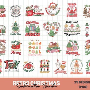 Paquete de sublimación navideña retro, Svg navideño, diseño de camiseta navideña, paquete navideño, Svg, paquete, diseño de sublimación navideña