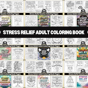 2384  Stress Relief Adult Coloring Book Pages, For Mental Health And Relaxation, Inspirational Positive Affirmations Printable Life Quotes
