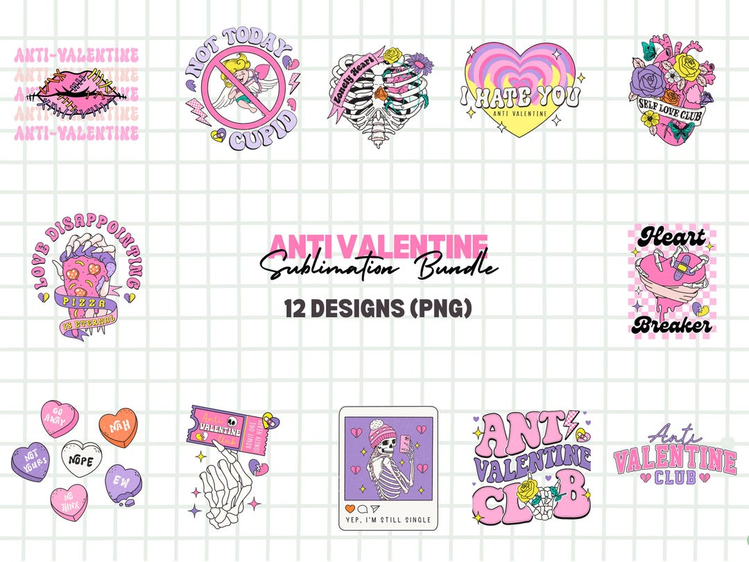 Anti Valentine PNG Sublimation Bundle, Retro Valentine Svg, Groovy ...