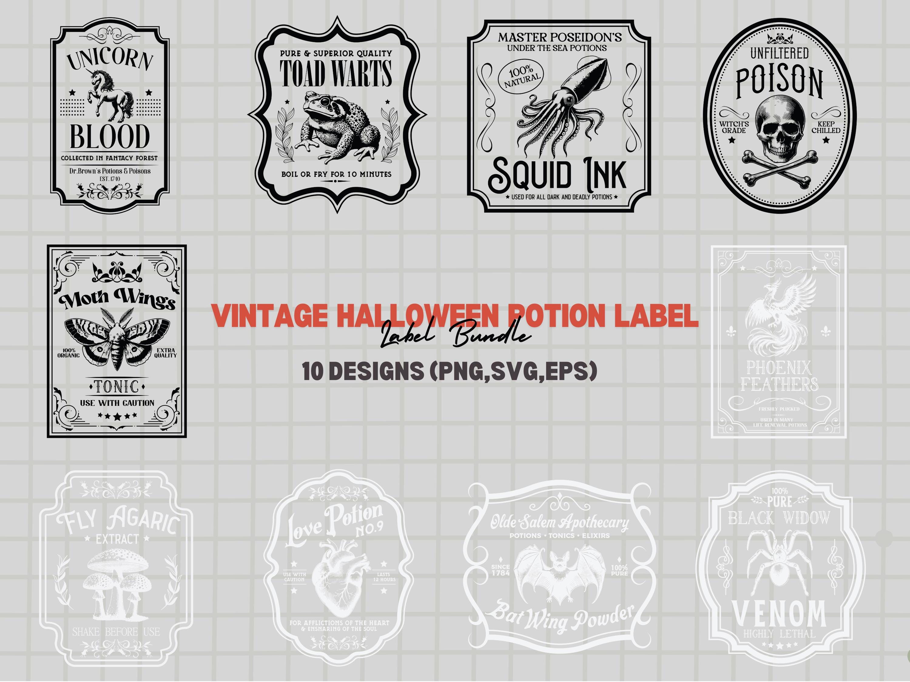 Vintage Halloween Potion Label Bundle, Printable Potion Labels ...