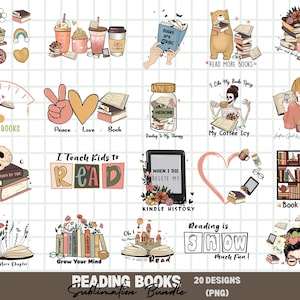 Lesebücher Sublimationspaket, Blumenbücher Png, Bibliothekar Png, Buch Grafik Shirt Png, Bücher Designs für Hemden