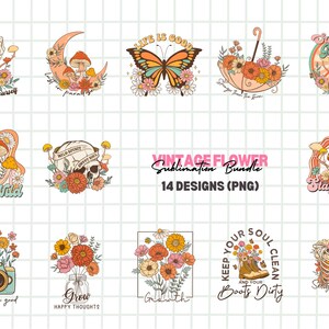 Vintage Flower PNG Sublimation Bundle,Wildflower PNG,Wildflower Floral Png,Vintage Flower Sublimation,Flower PNG File,Vintage Flower Clipart