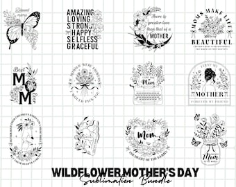 Wildflower Mother&#39;s Day SVG Bundle, mom life svg, mama svg, blessed mama svg, mom of boys svg, mom quotes svg, Mom tshirt designs, Svg Png