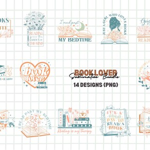 Buchliebhaber SVG Design Bundle, Lesebücher Sublimationspaket, Blumenbücher Png, Bibliothekar Png, Buch Grafik Shirt Png, Bücher Designs für Hemden