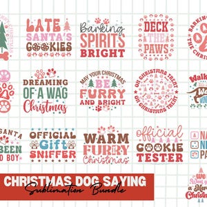 Lustiger Weihnachtshund, der PNG-Bundle sagt, Merry Woofmas SVG, Hund Pfotenabdruck SVG, lustige Zitate Png, SVG-Datei für Cricut