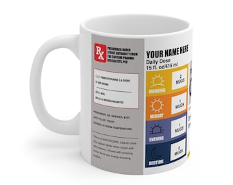 Customizable Prescription Label Mug | Pharmacist | Nurse | Healthcare Professional Gift | 11oz Ceramic