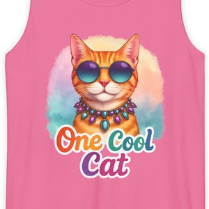 Cool Cat Graphic Tank Top | Fun Summer Shirt, Pet Lover Gift, Beachwear, Festival Attire, Cute Cat Apparel