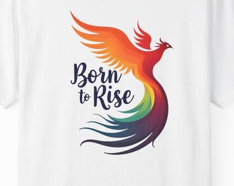 Phoenix Rising Graphic Shirt, Colorful Rainbow Phoenix, Spiritual Empowerment Affirmation Tee