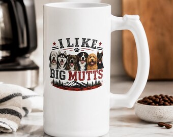 Big Mutts Beer Mug, Funny Dog Lover Gift, Dog Dad Beer Glass, Dog Mom Gift, Frosted Beer Mug For Thanksgiving
