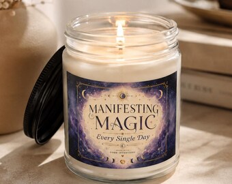 Cozy Manifesting Magic Soy Candle,  Fall Host Gift, Scented and Unscented Amber Jar, Spiritual Self Care Candle, 4oz and 9oz