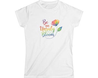 Rainbow Watercolor Flower Shirt, Inspirational Wildflower Empowerment Tee