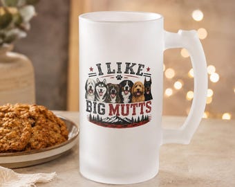 Vintage Dog Dad Beer Mug, Frosted Beer Mug, Big Mutt Beer Glass, Funny Dog Lover Gift, Dog Dad Gift, Retro Dog Mug