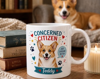 Personalized Dog Portrait Mug, Custom Pet Memorial Gift, Concerned Citizen Gift For Dog Lover