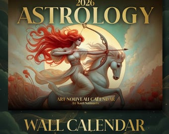 2026 Art Nouveau Astrology Calendar | Zodiac Goddess Wall Decor