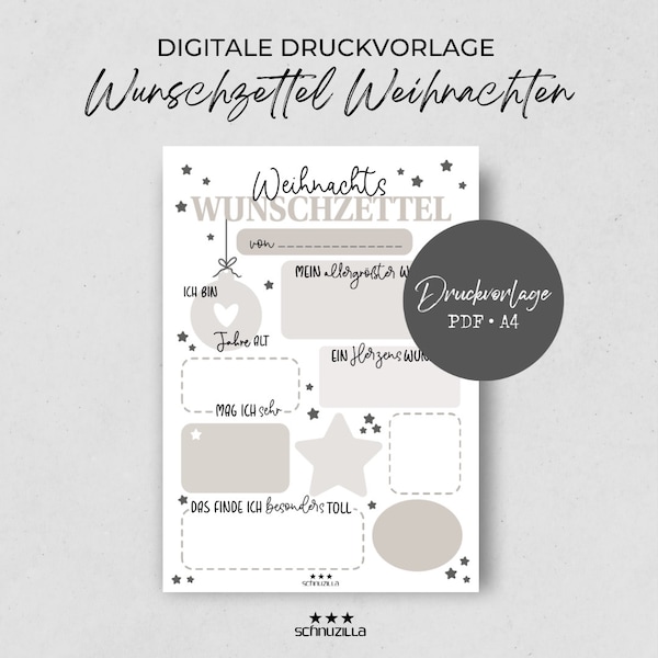 Wunschzettel Weihnachten als PDF