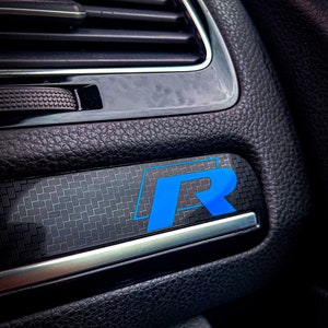Original VW Schriftzug R Heckklappe Emblem Tuning Sport Logo Aufkleber  Design blau