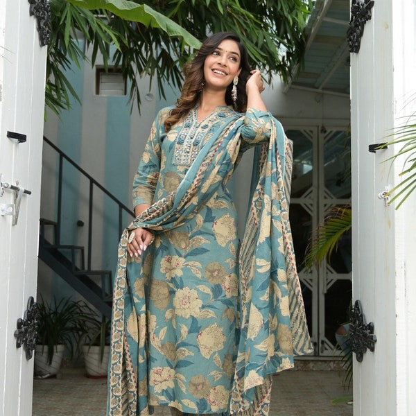 Salwar Kameez Pakistani Fertiger Punjabi-Anzug Baumwolle Salwar Kameez Punjabi-Anzug Frauen Punjabi-Baumwollanzug Pakistani kurti