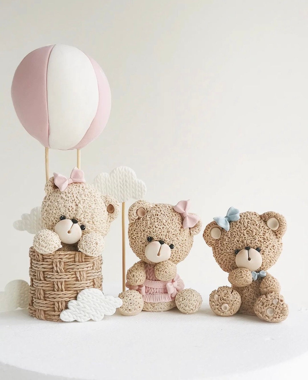Bear Cake Topper, Fondant Cake Topper, Hot Air Balloon Teddy Bear Cake