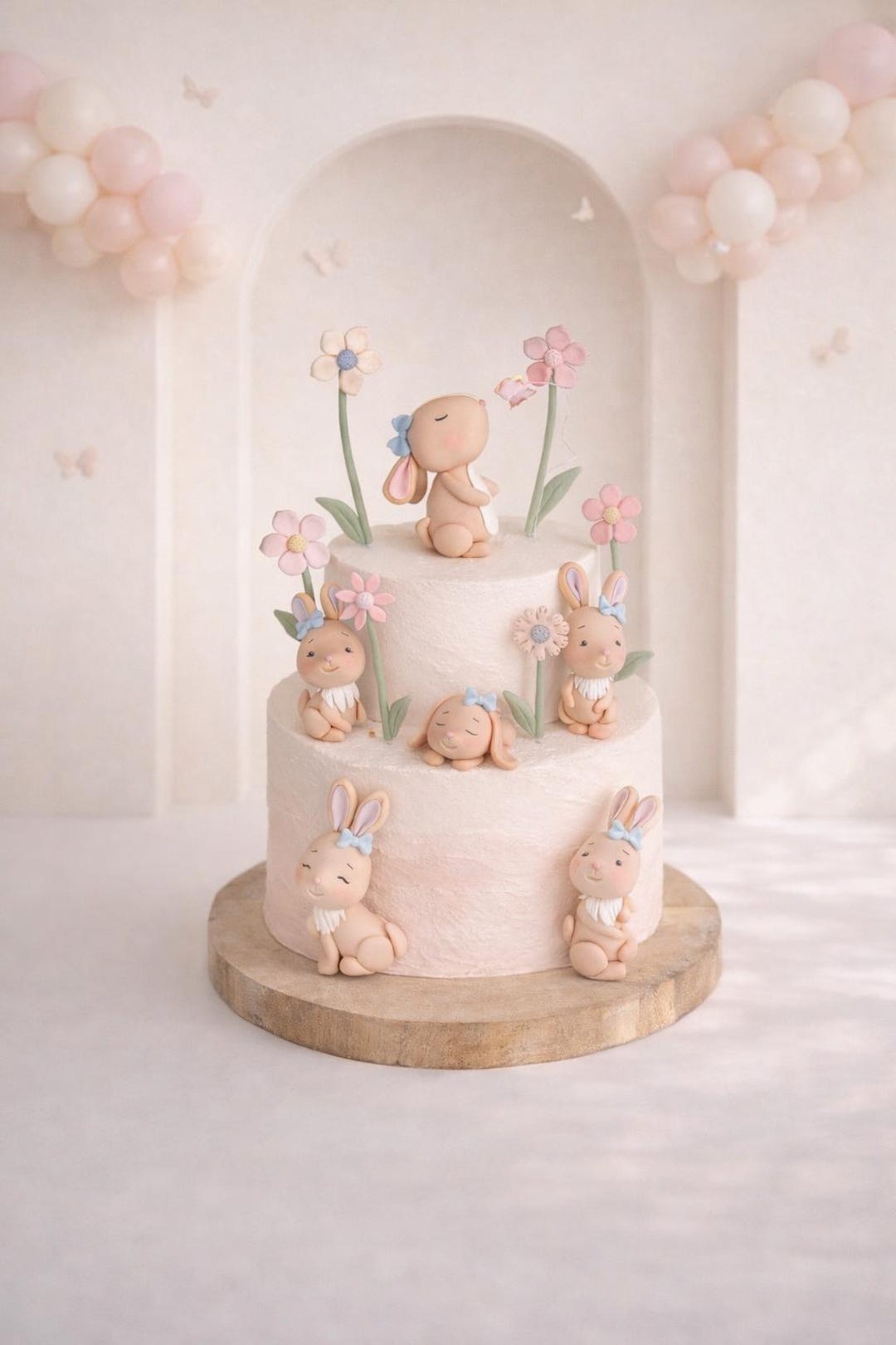 Bunny Cake Topper , Made of Fondant Bunny Birthday Party Decoration ...