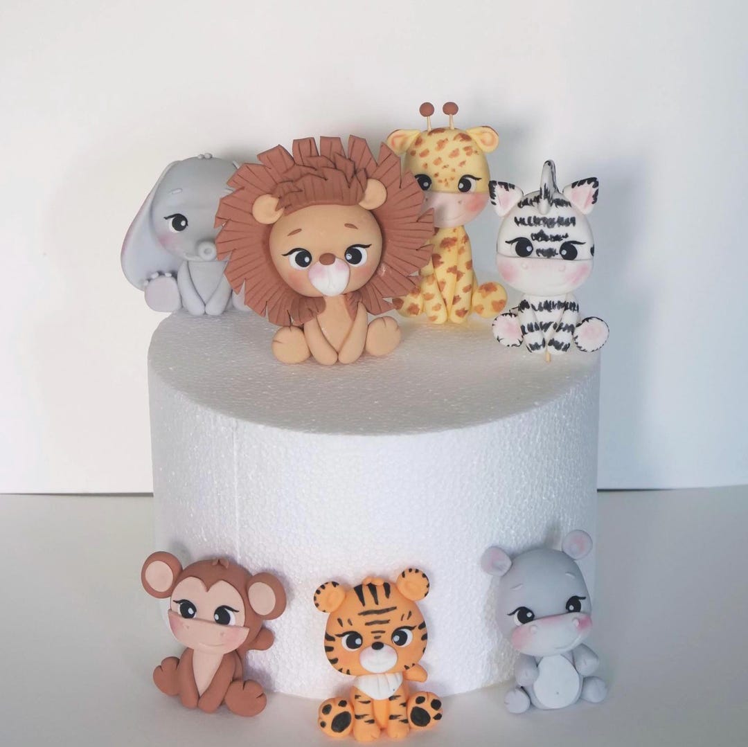 Safari Animal Cake Topper, Made of Fondant, Jungle Animals Figurine ...