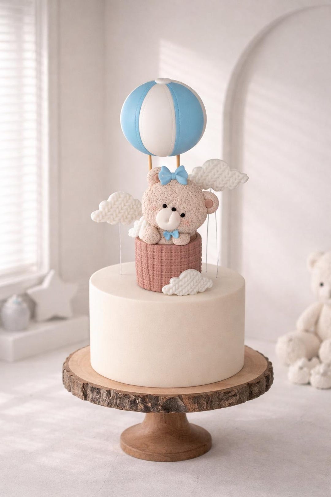 Bear Hot Air Balloon Fondant Cake Topper, Baby Shower Birthday Party ...