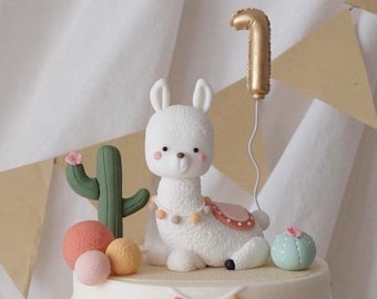 Llama cake topper, lama cake 3D figure, baby shower cake topper, girl party decoration, birthday party custom gift