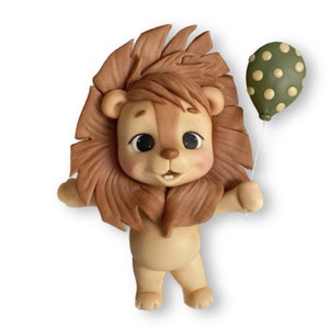 Lion Cake Topper, jungle fondant cake topper , baby shower cake topper, safari party decor, birthday wild one safari cake topper