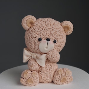 Bear Cake topper, Fondant cake topper, Teddy Bear Girl cake decoration, baby shower decor , gender reveal 1st 2nd  boy girl birthday party